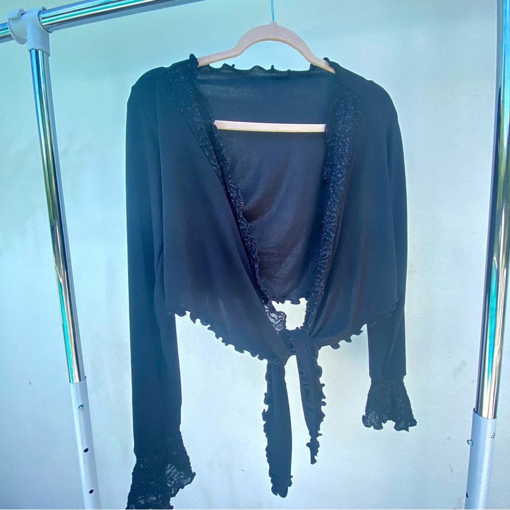 Y2K Whimsygoth Long Sleeve Wrap Top Size Medium